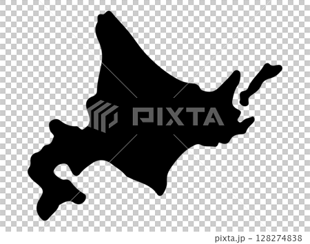 北海道の黒塗りシルエット地図イラスト 128274838