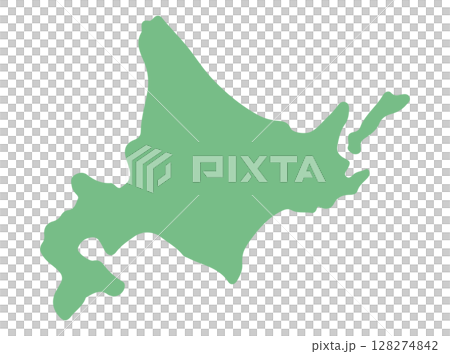 A simple green map illustration of Hokkaido 128274842