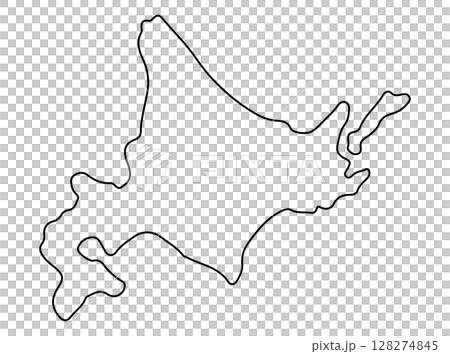 北海道地圖的簡單線條畫 128274845