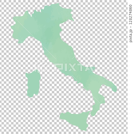 Italy map silhouette illustration (painted in watercolor style) 128274860