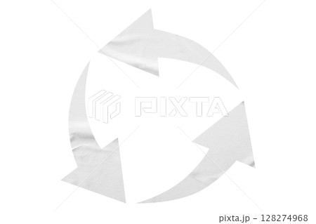 White recycle symbol paper isolated on transparent background White recycle symbol paper isolated on transparent background 128274968
