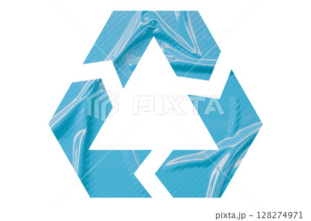 Light blue recycle symbol paper isolated on transparent background Light blue recycle symbol paper isolated on transparent background 128274971