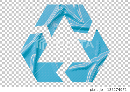 Light blue recycle symbol paper isolated on transparent background 128274971