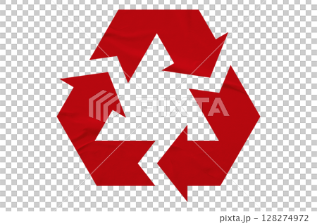 Red recycle symbol paper isolated on transparent background Red recycle symbol paper isolated on transparent background 128274972