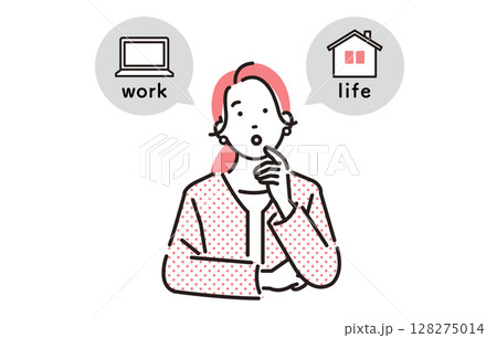 人物 ワークライフバランスについて考える女性 人物 ワークライフバランスについて考える女性 128275014