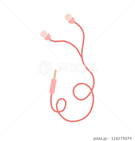 Headphones for the phone are small pink. Vector illustration of a gadget for design or decoration 128275074