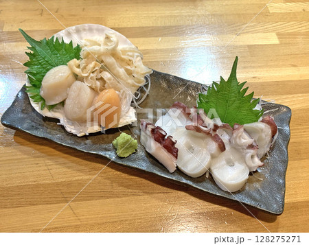 ほたて刺身、ホタテ刺身　たこ刺身、タコ刺身 128275271