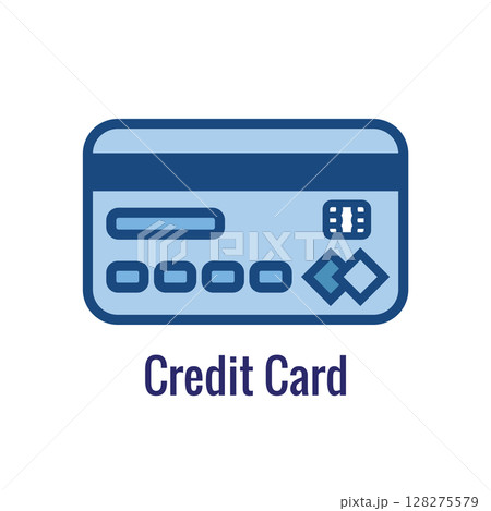 Credit Card Icon with Name Address Logo Chip Reader EMV Design Credit Card Icon with Name Address Logo Chip Reader EMV Design 128275579