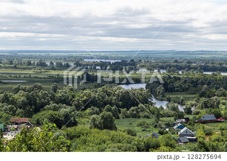 The tower of an ancient Bulgarian fortress on a high cliff on the banks of the Kama River, Elabuga, Tatarstan, Russian Federation The tower of an ancient Bulgarian fortress on a high cliff on the banks of the Kama River, Elabuga, Tatarstan, Russian Federation 128275694