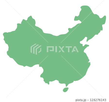 中国の国土シルエット地図イラスト(緑) 中国の国土シルエット地図イラスト(緑) 128276143