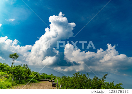 満月と雲と月が浮かぶ夜空 128276152