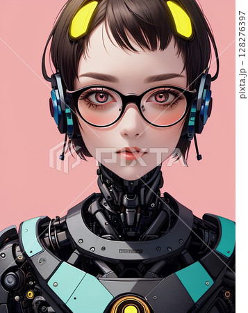 女性アンドロイドのキャラクター 女性アンドロイドのキャラクター 128276397