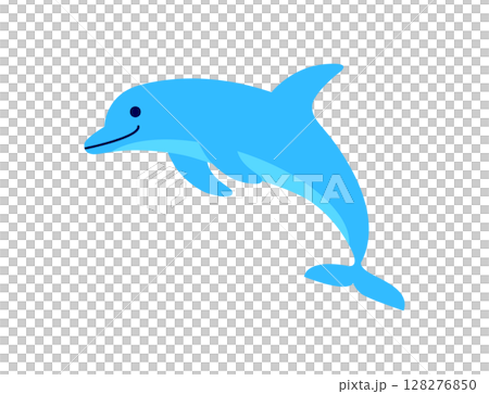イルカ　海　青　いるか　イラスト 128276850