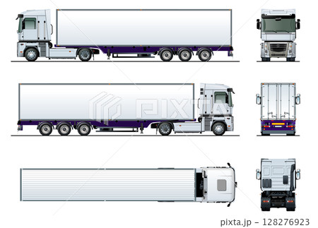 Vector cargo semi truck mockup isolated on white 128276923