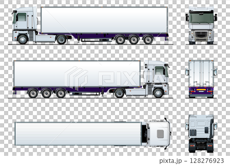 Vector cargo semi truck mockup isolated on white 128276923