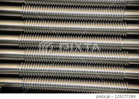 Close up scene the group of lead ball screw parts. 128277269