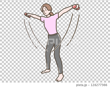Illustration of a woman doing dumbbell exercises 128277366
