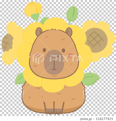 Capybara with sunflower 128277425