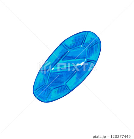 Bright blue oval gemstone with faceted surface and shine. Hand-drawn watercolor illustration. Fantasy and treasure theme in cartoon style. Perfect for games, stickers, and magical designs, postcard. Bright blue oval gemstone with faceted surface and shine. Hand-drawn watercolor illustration. Fantasy and treasure theme in cartoon style. Perfect for games, stickers, and magical designs, postcard. 128277449