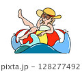 浮き輪に乗ってる女性　夏の海 128277492