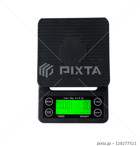 Small digital weighing scale for coffee dip. Small digital weighing scale for coffee dip. 128277521