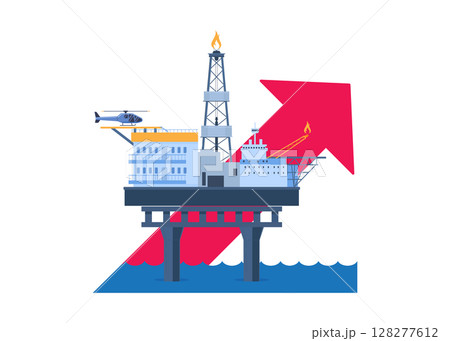 Offshore oil rig platform. Vector illustration. Stock illustration Offshore oil rig platform. Vector illustration. Stock illustration 128277612