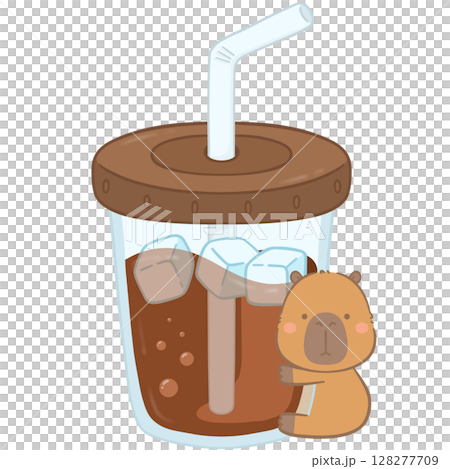 Capybara with fast food  128277709