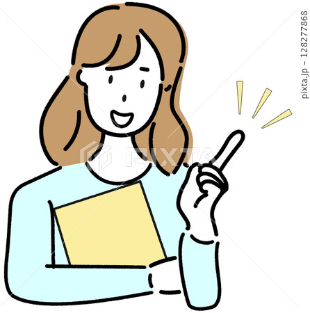 指差しをする若い女性 指差しをする若い女性 128277868