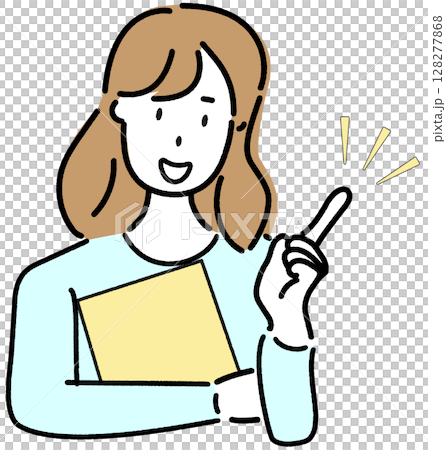 指差しをする若い女性 指差しをする若い女性 128277868