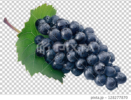 Purple grape  isolated on white background PNG transparent clipart. 128277870
