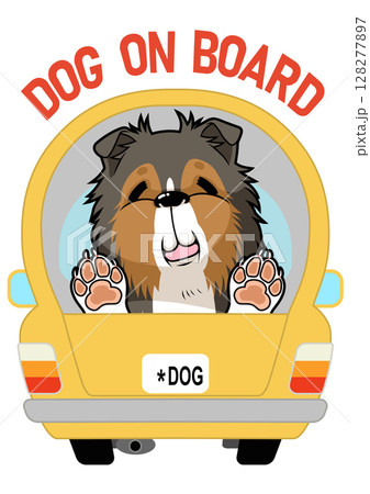 楽しそうに笑顔で犬が車に乗っています 128277897