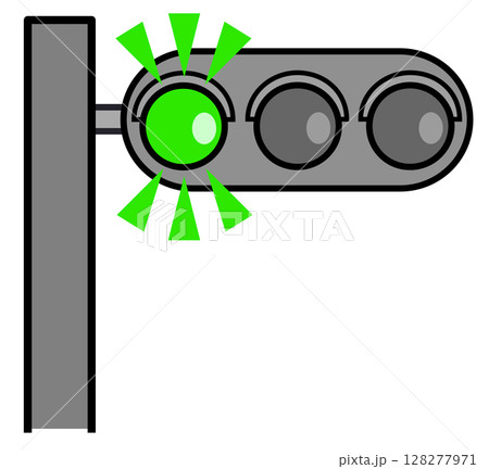 道路で規制や案内をして交通事故防止に役立つ信号機のイラスト 128277971