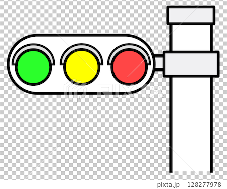 道路で規制や案内をして交通事故防止に役立つ信号機のイラスト 128277978
