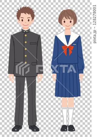 穿校服的男孩和女孩 14 128278001