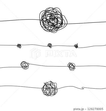 Black Messy Clew Connected Lines Set. Vector 128278005