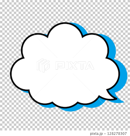 シンプルな吹き出しのイラスト　もこもこ 128278307