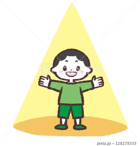 スポットライトに当たる男の子のイラスト スポットライトに当たる男の子のイラスト 128278333