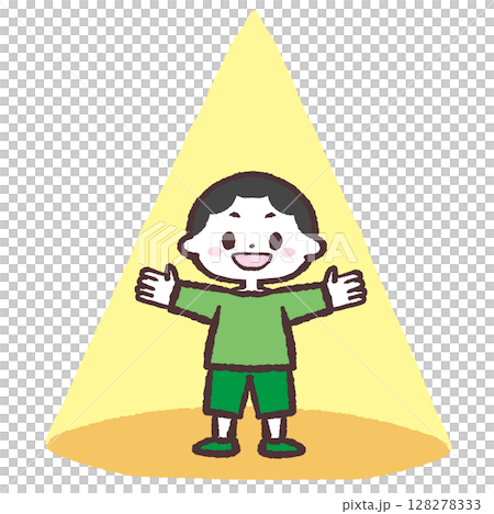 スポットライトに当たる男の子のイラスト スポットライトに当たる男の子のイラスト 128278333