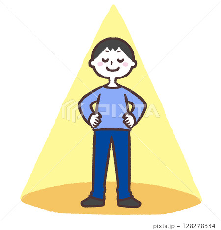 スポットライトに当たる男性のイラスト 128278334