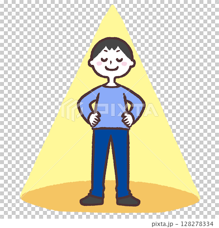 スポットライトに当たる男性のイラスト 128278334