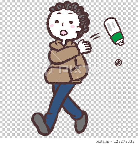 一個人丟垃圾的插圖 128278335