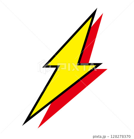 稲妻 シンプルでフラットなイラスト 白背景 稲妻 シンプルでフラットなイラスト 白背景 128278370