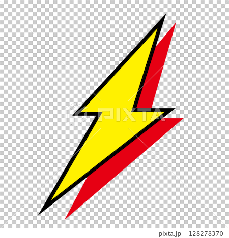 稲妻 シンプルでフラットなイラスト 白背景 稲妻 シンプルでフラットなイラスト 白背景 128278370