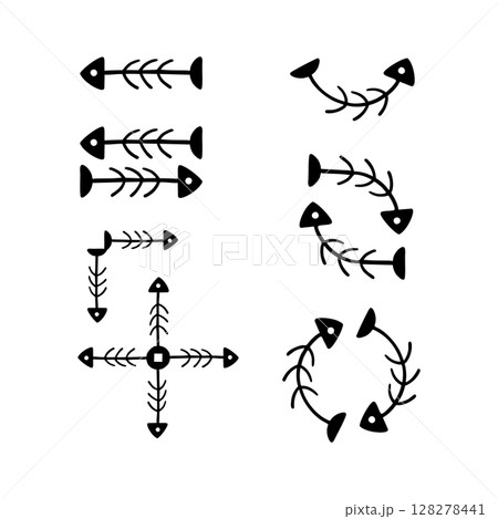 Hand drawn Fishbone Arrow Icons Set Hand drawn Fishbone Arrow Icons Set 128278441