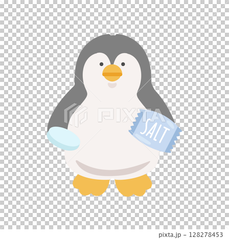 塩分あめ持つペンギン　熱中症対策　イラスト 128278453