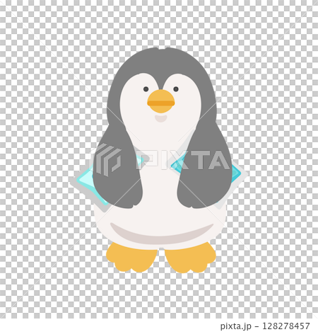 Penguin holding ice pack under his arm - Heat stroke prevention illustration 128278457