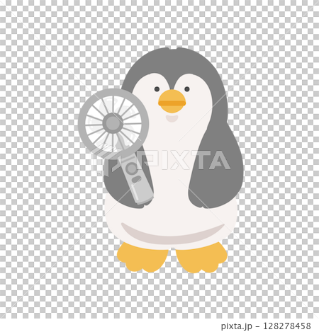 Penguin holding a handy fan - Heat stroke prevention illustration 128278458