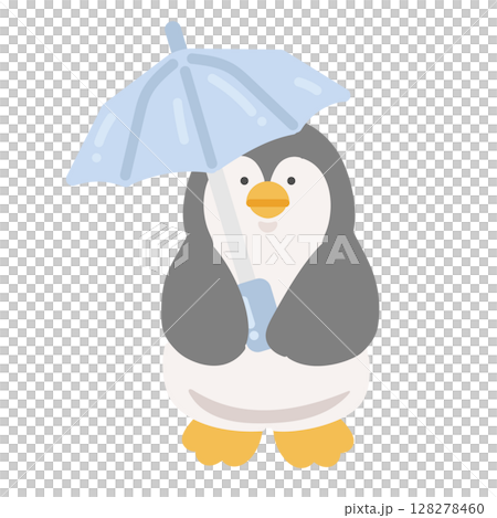 日傘を持つペンギン　熱中症対策　イラスト 128278460