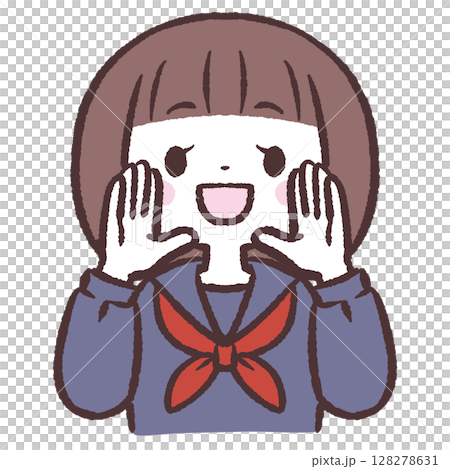 穿著水手服的女孩呼喊的插圖 128278631