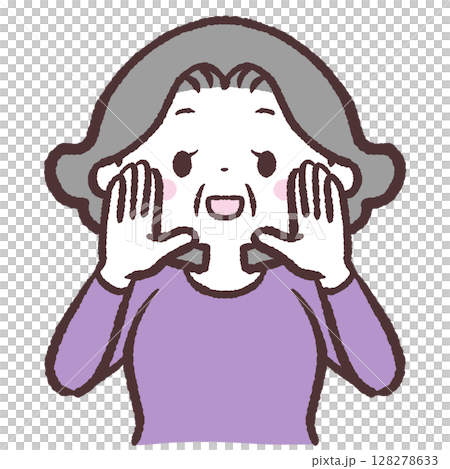 一位老年婦女大聲喊叫的插圖 128278633